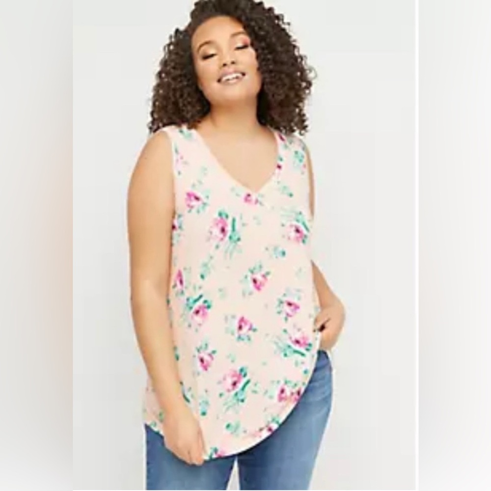 Lane Bryant Floral Pink and Green Swing
Tank Top Size 18/20